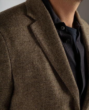 Colbert herringbone merinowol lichtbruin