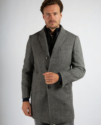 Suitable coat wol pepita pepper grey | Slim-fit