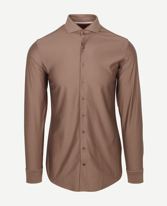 Suitable herringbone overhemd taupe