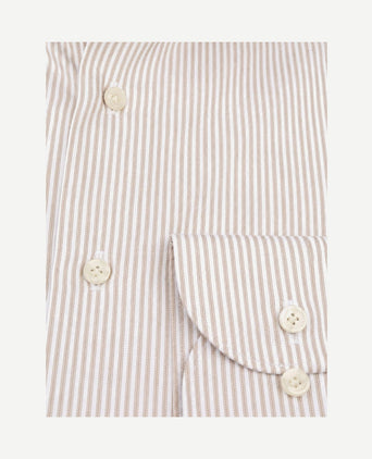 Twill overhemd strepen beige