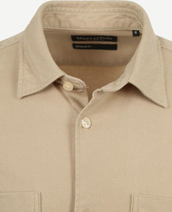 Overhemd twill flanel beige