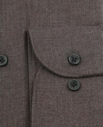 Profuomo overhemd peached twill flanel bruin | Slim-fit