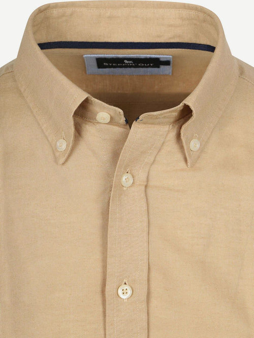 Overhemd linen cotton beige