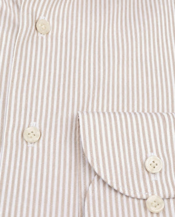 Twill overhemd strepen beige