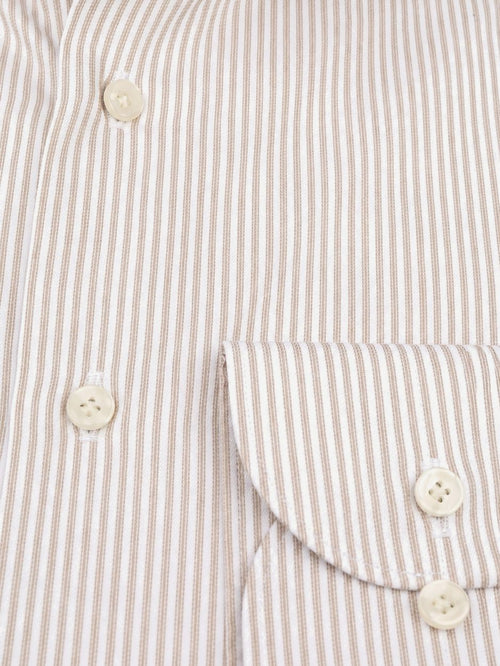 Twill overhemd strepen beige