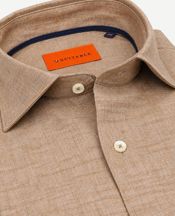 Overhemd melange camel