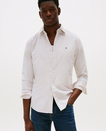 Oxford overhemd streep beige