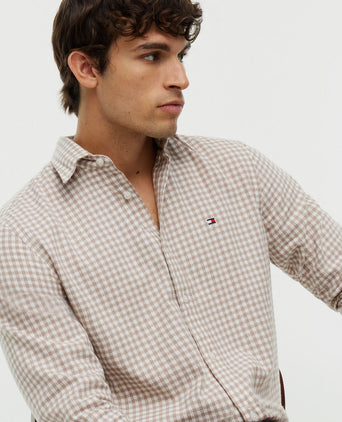 Flanel overhemd ruit beige