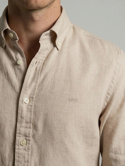 Overhemd cotton linen ecru