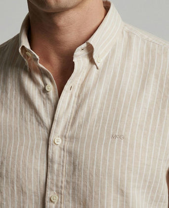 Overhemd cotton linen strepen ecru