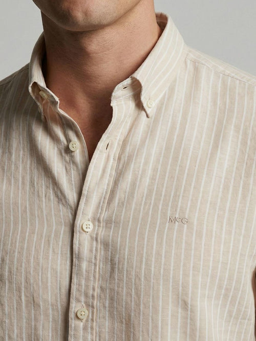 Overhemd cotton linen strepen ecru