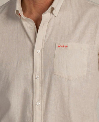 Shirt linnen blend beige