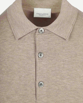 Knitted poloshirt beige