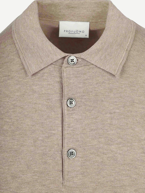 Knitted poloshirt beige