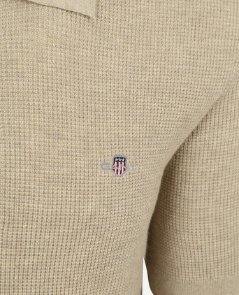 Knitted poloshirt beige