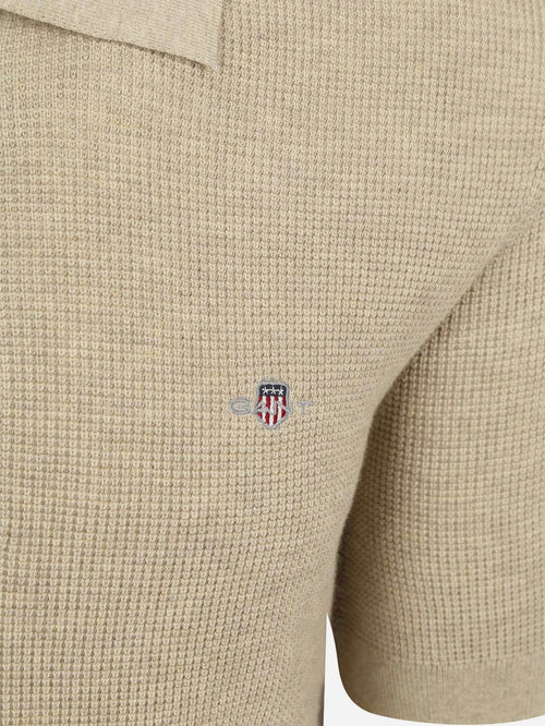 Knitted poloshirt beige