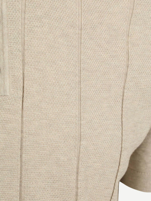 Poloshirt drop needle structure beige