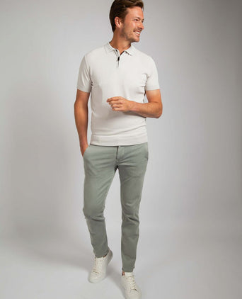 Knitted halve rits polo beige