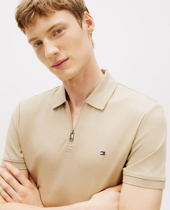 Half-zip polo interlock beige
