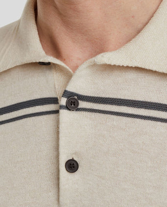 Knitted poloshirt streep beige