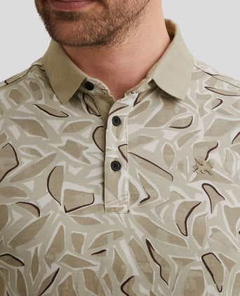 Poloshirt piqué print beige