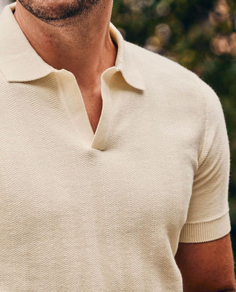 Knitted polo riva harring ecru