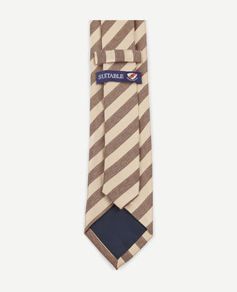 Stropdas zijde streep beige