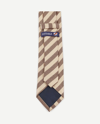 Stropdas zijde streep beige