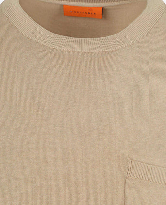 Knitted t-shirt pocket compact taupe