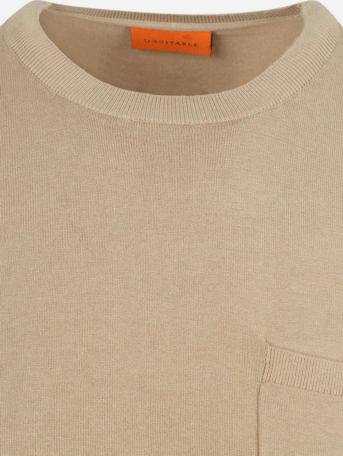Knitted t-shirt pocket compact taupe