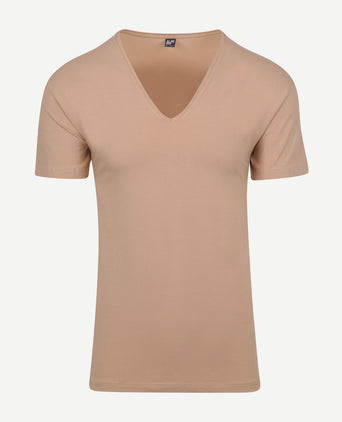 T-shirt NOV v-neck stretch beige (2-pack)