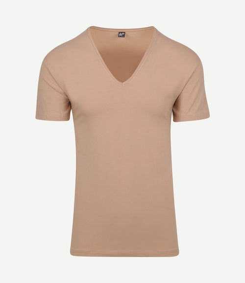 T-shirt NOV v-neck stretch beige (2-pack)