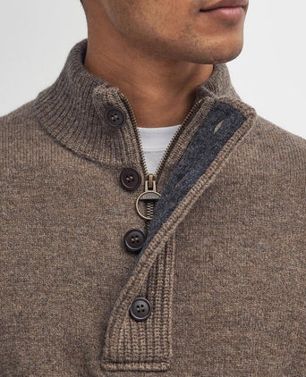 Barbour mocker trui wol taupe | Regular-fit