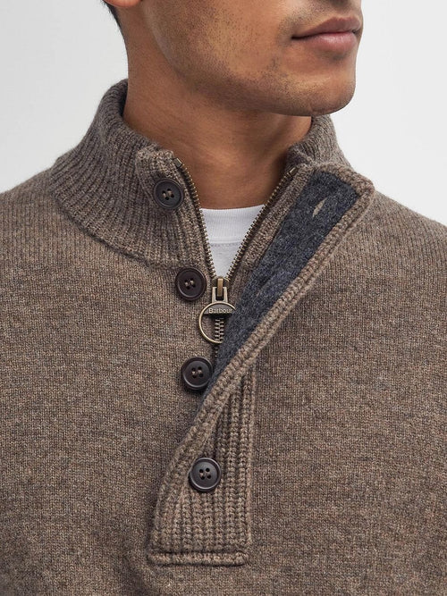 Barbour mocker trui wol taupe | Regular-fit