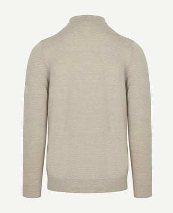 Profuomo longsleeve poloshirt merinowol beige | Slim-fit