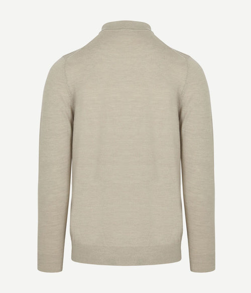Profuomo longsleeve poloshirt merinowol beige | Slim-fit