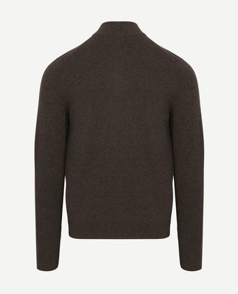 Steppin' Out halve rits trui merinowol bruin | Regular-fit