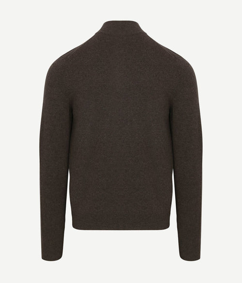 Steppin' Out halve rits trui merinowol bruin | Regular-fit