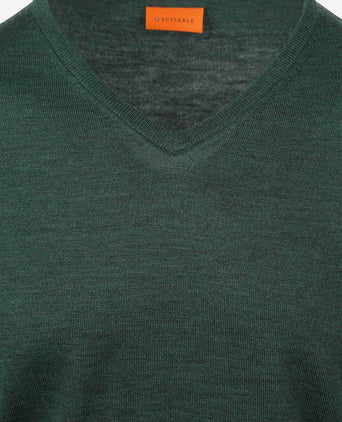 Suitable merino pullover v-hals racing groen | Slim-fit