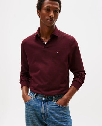 Tommy Hilfiger longsleeve polo bordeaux | Slim-fit