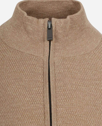 halve rits trui structuur beige
