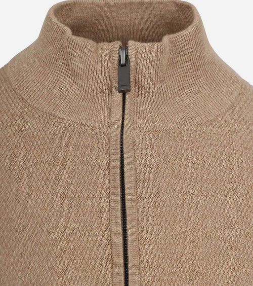 halve rits trui structuur beige
