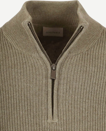 halve rits trui wol blend taupe