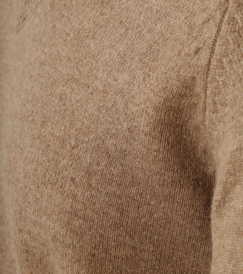 Trui v-hals lamswol camel