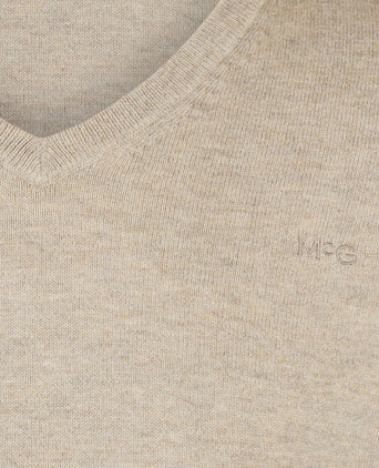 Trui merino blend v-hals sand