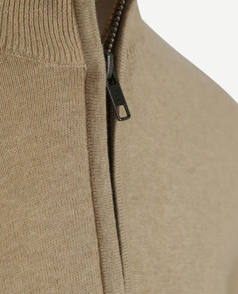 Half-zip trui cotton cashmere sand