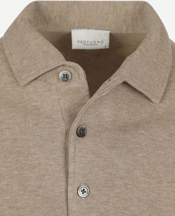 Longsleeve poloshirt luxury basic beige