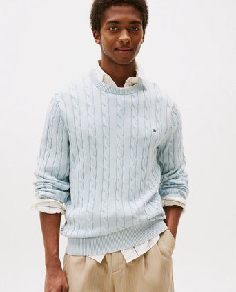 Tommy Hilfiger pullover cable lichtblauw | Regular-fit