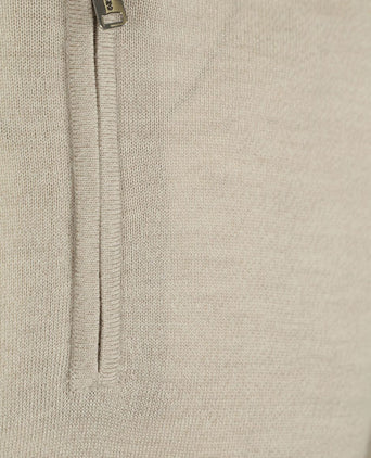 halve rits pullover merinowol beige