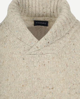 Trui shawl tweed eco wool ecru